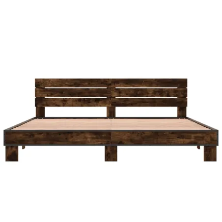 Cadre de lit sans matelas chêne fumé 200x200 cm