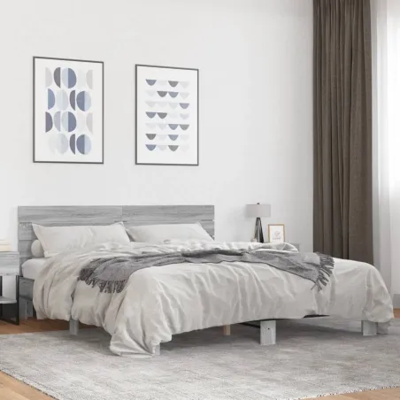 Cadre de lit sans matelas sonoma gris 200x200 cm