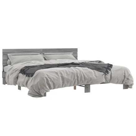 Cadre de lit sans matelas sonoma gris 200x200 cm 2