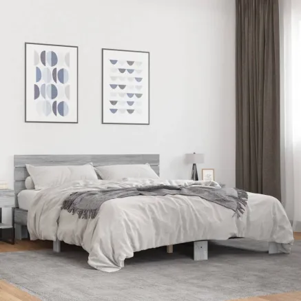 Cadre de lit sans matelas sonoma gris 150x200 cm