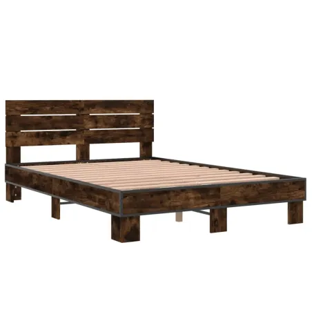 Cadre de lit sans matelas chêne fumé 140x190 cm