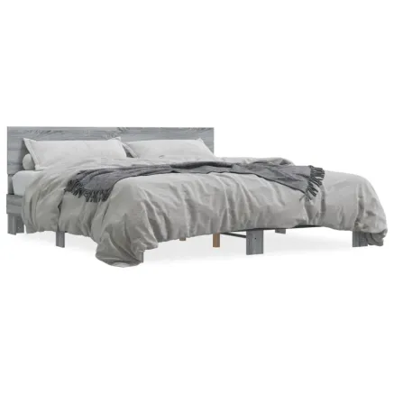 Cadre de lit sans matelas sonoma gris 200x200 cm 2