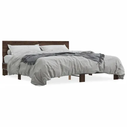 Cadre de lit sans matelas chêne marron 200x200 cm 2