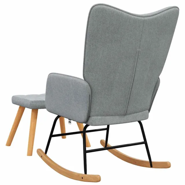 Chaise à bascule avec tabouret Gris clair Tissu