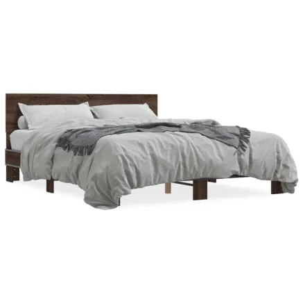 Cadre de lit sans matelas chêne marron 150x200 cm 2