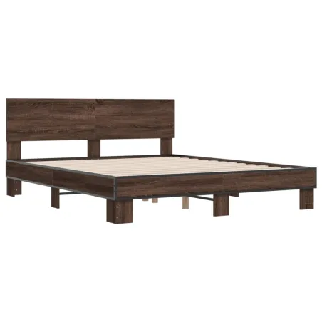 Cadre de lit sans matelas chêne marron 150x200 cm