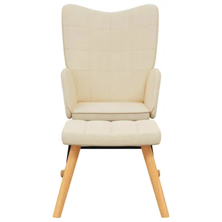 Chaise à bascule avec tabouret Crème Tissu