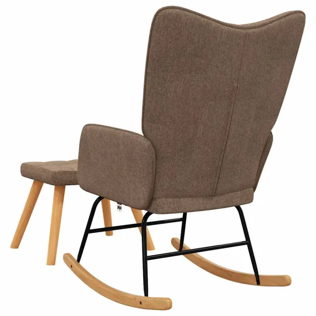 Chaise à bascule avec tabouret Marron Tissu