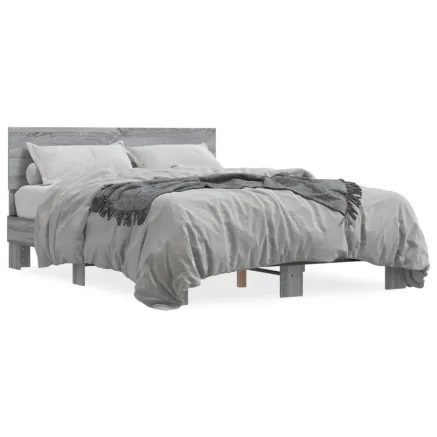 Cadre de lit sans matelas sonoma gris 135x190 cm 2