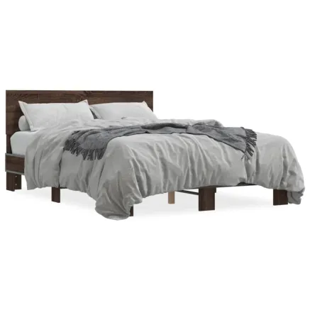 Cadre de lit sans matelas chêne marron 140x190 cm 2