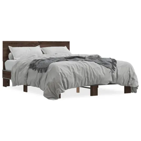 Cadre de lit sans matelas chêne marron 140x190 cm