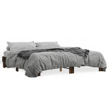 Cadre de lit sans matelas chêne fumé 200x200 cm 2