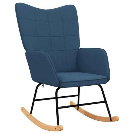 Chaise à bascule avec tabouret Bleu Tissu