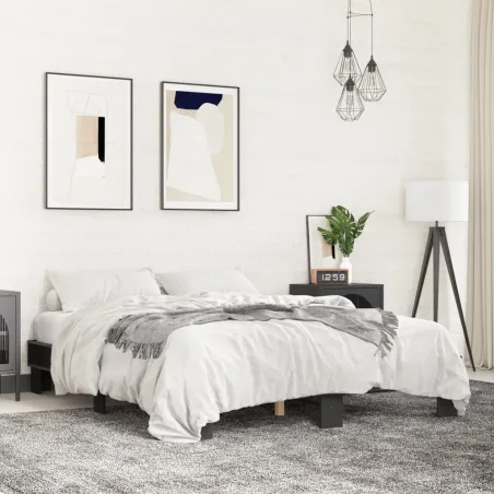 Cadre de lit sans matelas noir 150x200 cm