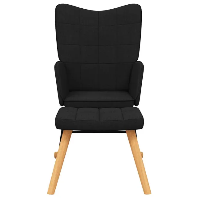 Chaise à bascule avec tabouret Noir Tissu