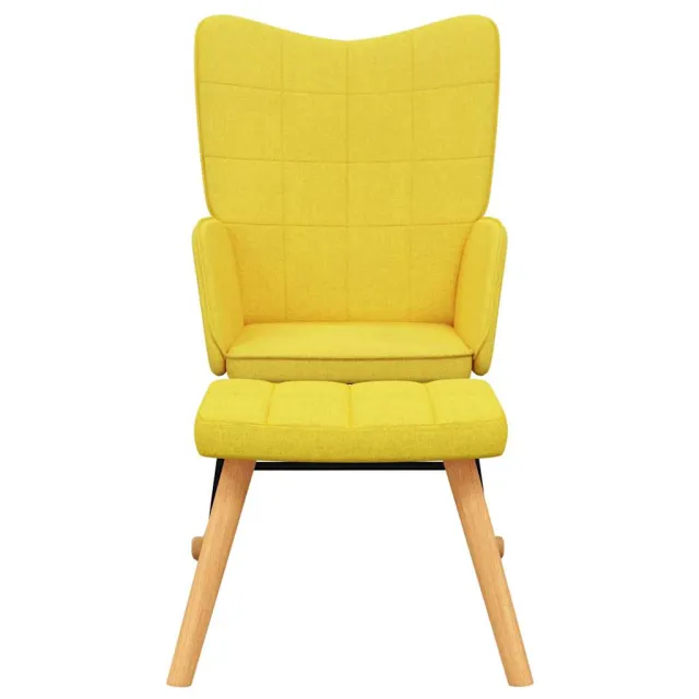 Chaise à bascule avec tabouret Jaune moutarde Tissu