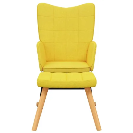 Chaise à bascule avec tabouret Jaune moutarde Tissu