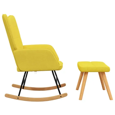 Chaise à bascule avec tabouret Jaune moutarde Tissu