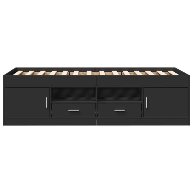 Lit de jour avec tiroirs sans matelas noir 90x190 cm