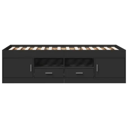 Lit de jour avec tiroirs sans matelas noir 90x190 cm