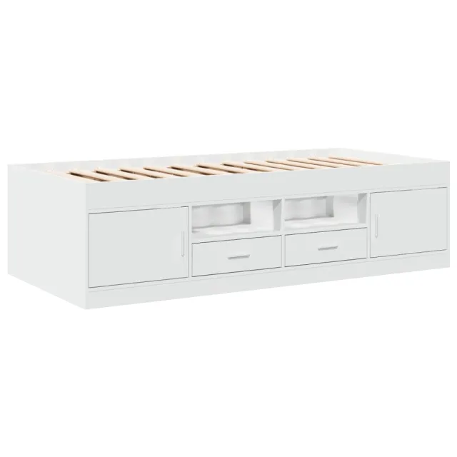 Lit de jour avec tiroirs sans matelas blanc 75x190 cm