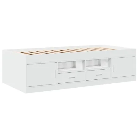 Lit de jour avec tiroirs sans matelas blanc 75x190 cm