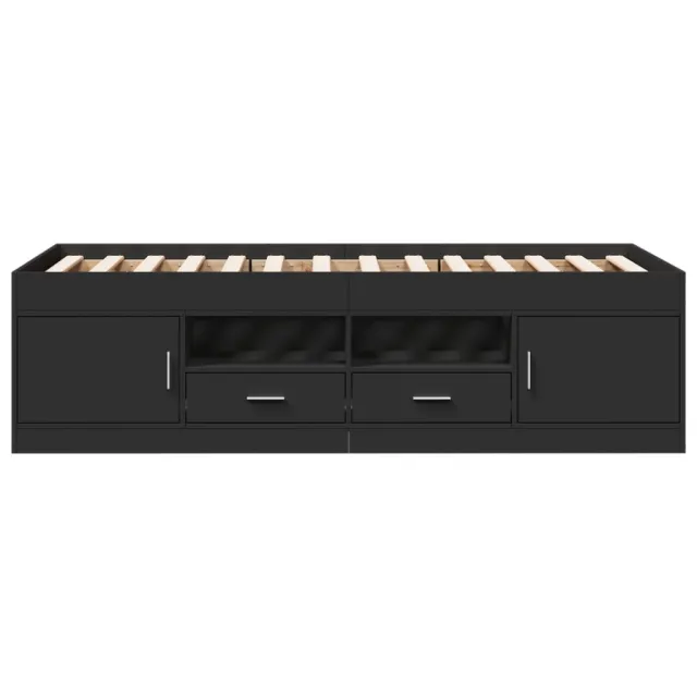 Lit de jour avec tiroirs sans matelas noir 75x190 cm