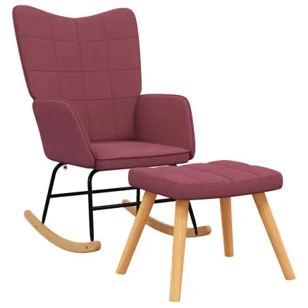 Chaise à bascule avec tabouret Rouge bordeaux Tissu 2