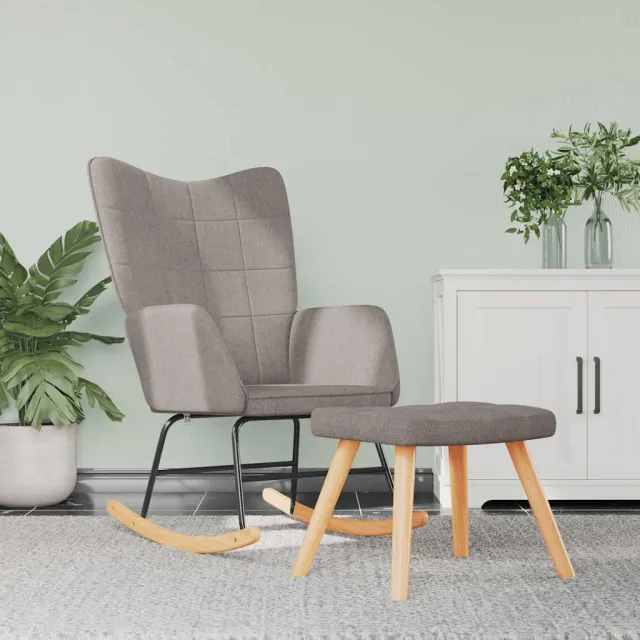 Chaise à bascule avec tabouret Taupe Tissu