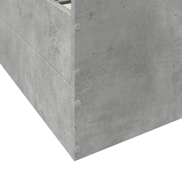 Cadre de lit avec tiroirs sans matelas gris béton 120x200 cm