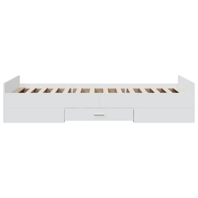 Cadre de lit avec tiroirs sans matelas blanc 75x190 cm