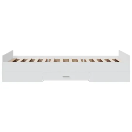 Cadre de lit avec tiroirs sans matelas blanc 75x190 cm