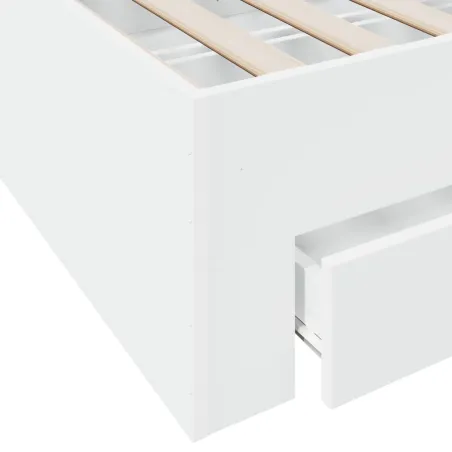 Cadre de lit avec tiroirs sans matelas blanc 200x200 cm