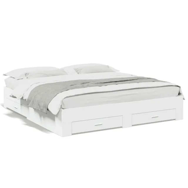 Cadre de lit avec tiroirs sans matelas blanc 180x200 cm