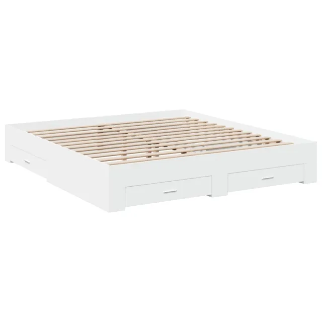 Cadre de lit avec tiroirs sans matelas blanc 180x200 cm