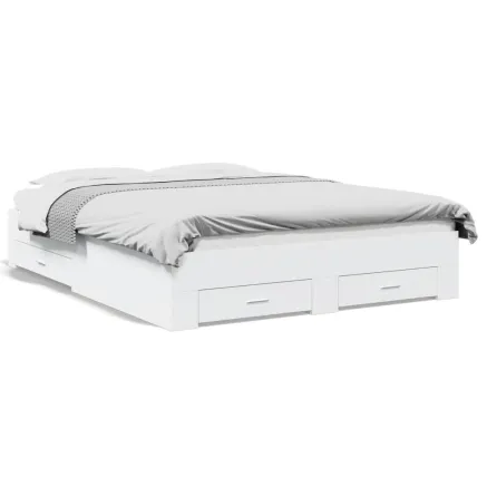 Cadre de lit avec tiroirs sans matelas blanc 160x200 cm 2