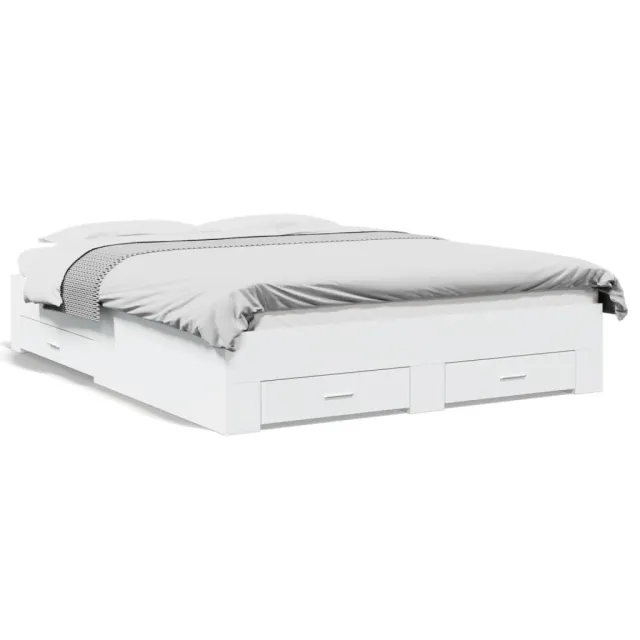 Cadre de lit avec tiroirs sans matelas blanc 160x200 cm