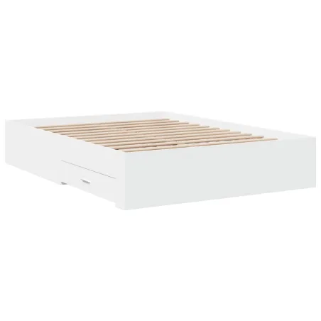 Cadre de lit avec tiroirs sans matelas blanc 140x190 cm