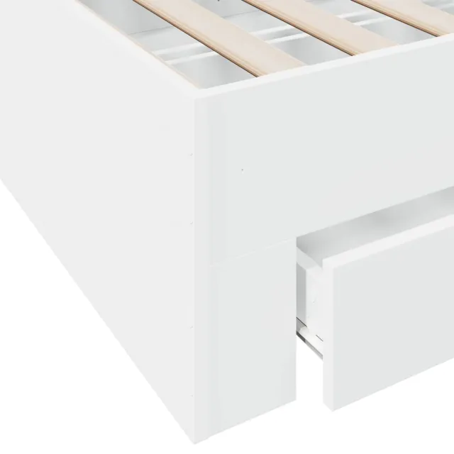 Cadre de lit avec tiroirs sans matelas blanc 140x190 cm
