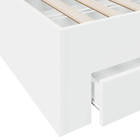 Cadre de lit avec tiroirs sans matelas blanc 140x190 cm
