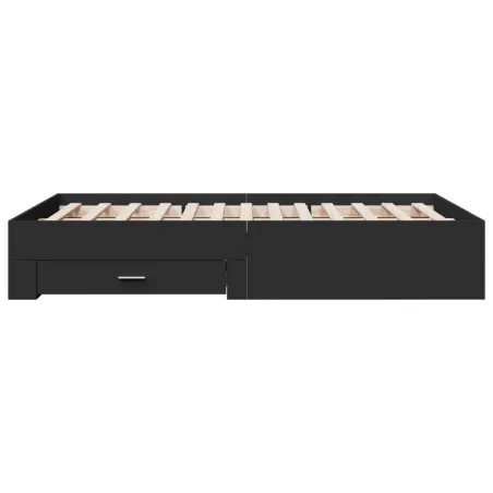 Cadre de lit avec tiroirs sans matelas noir 140x190 cm