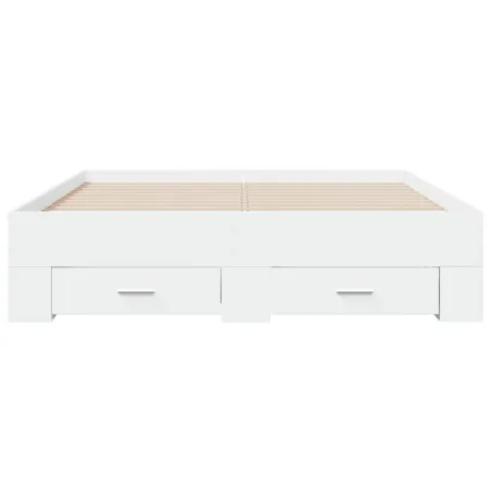 Cadre de lit avec tiroirs sans matelas blanc 135x190 cm