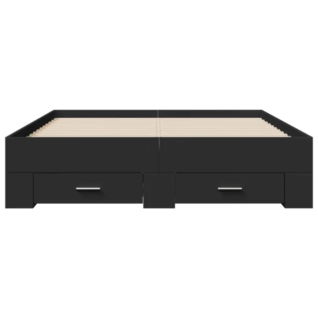 Cadre de lit avec tiroirs sans matelas noir 135x190 cm