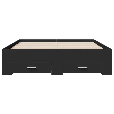 Cadre de lit avec tiroirs sans matelas noir 135x190 cm
