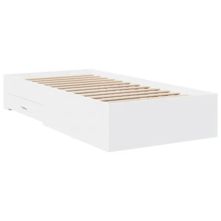 Cadre de lit avec tiroirs sans matelas blanc 100x200 cm