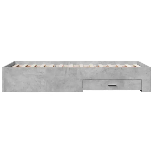 Cadre de lit avec tiroirs sans matelas gris béton 90x200 cm