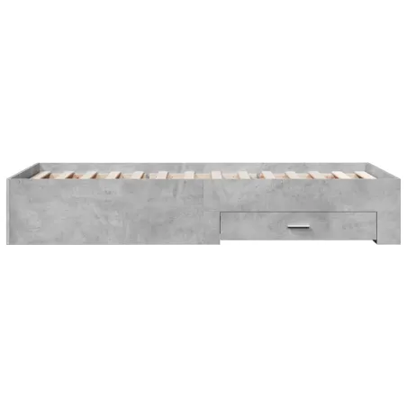 Cadre de lit avec tiroirs sans matelas gris béton 90x200 cm