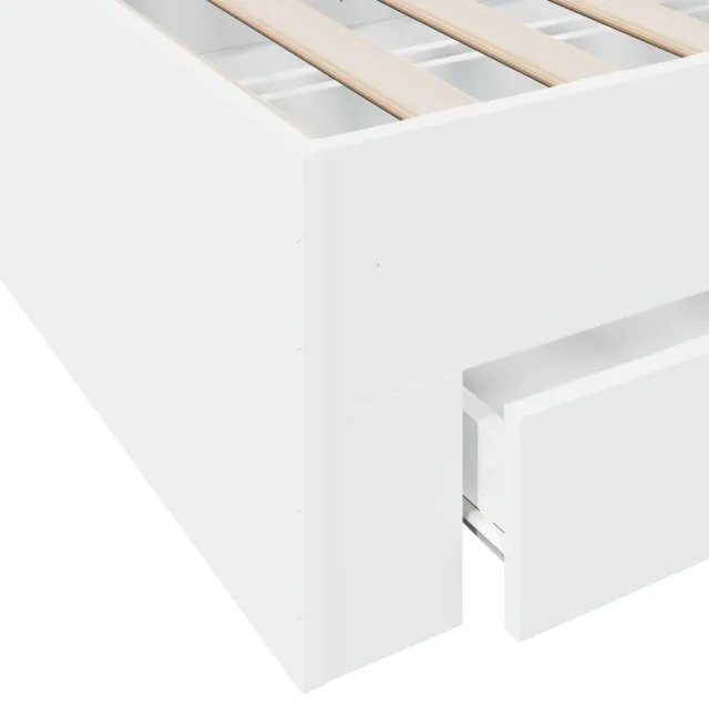 Cadre de lit avec tiroirs sans matelas blanc 75x190 cm
