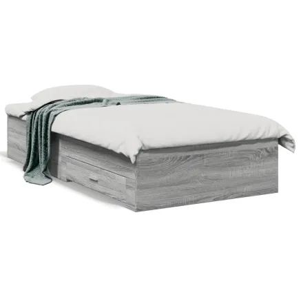 Cadre de lit avec tiroirs sans matelas sonoma gris 75x190 cm 2