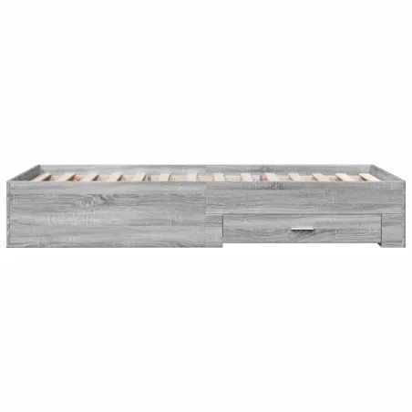 Cadre de lit avec tiroirs sans matelas sonoma gris 75x190 cm
